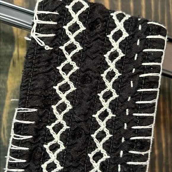 Old Navy Maxi Dress L Tall Black Embroidered Square Ruffle Textured Boho Peasant - Picture 11 of 14